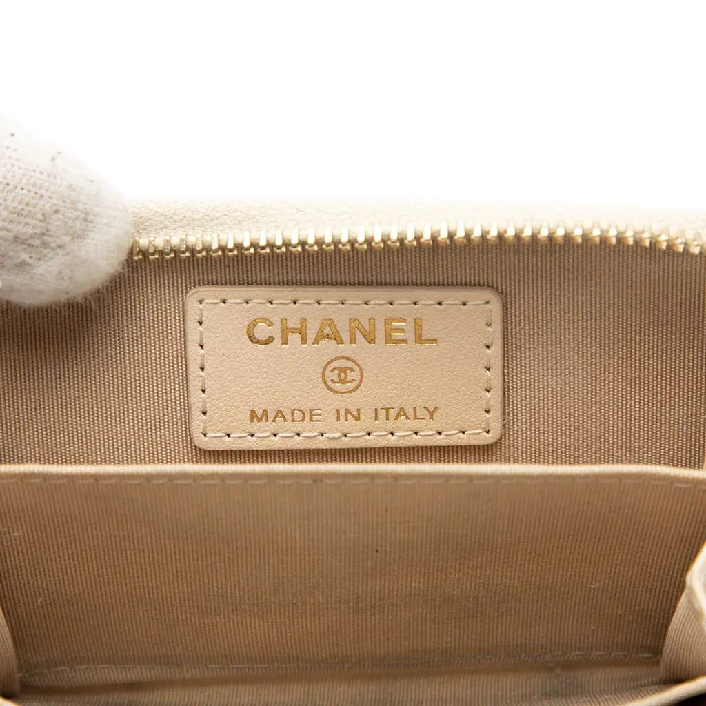 Chanel Quilted Lambskin 19 Zip Coin Purse Brown Leather Very good - Box View
