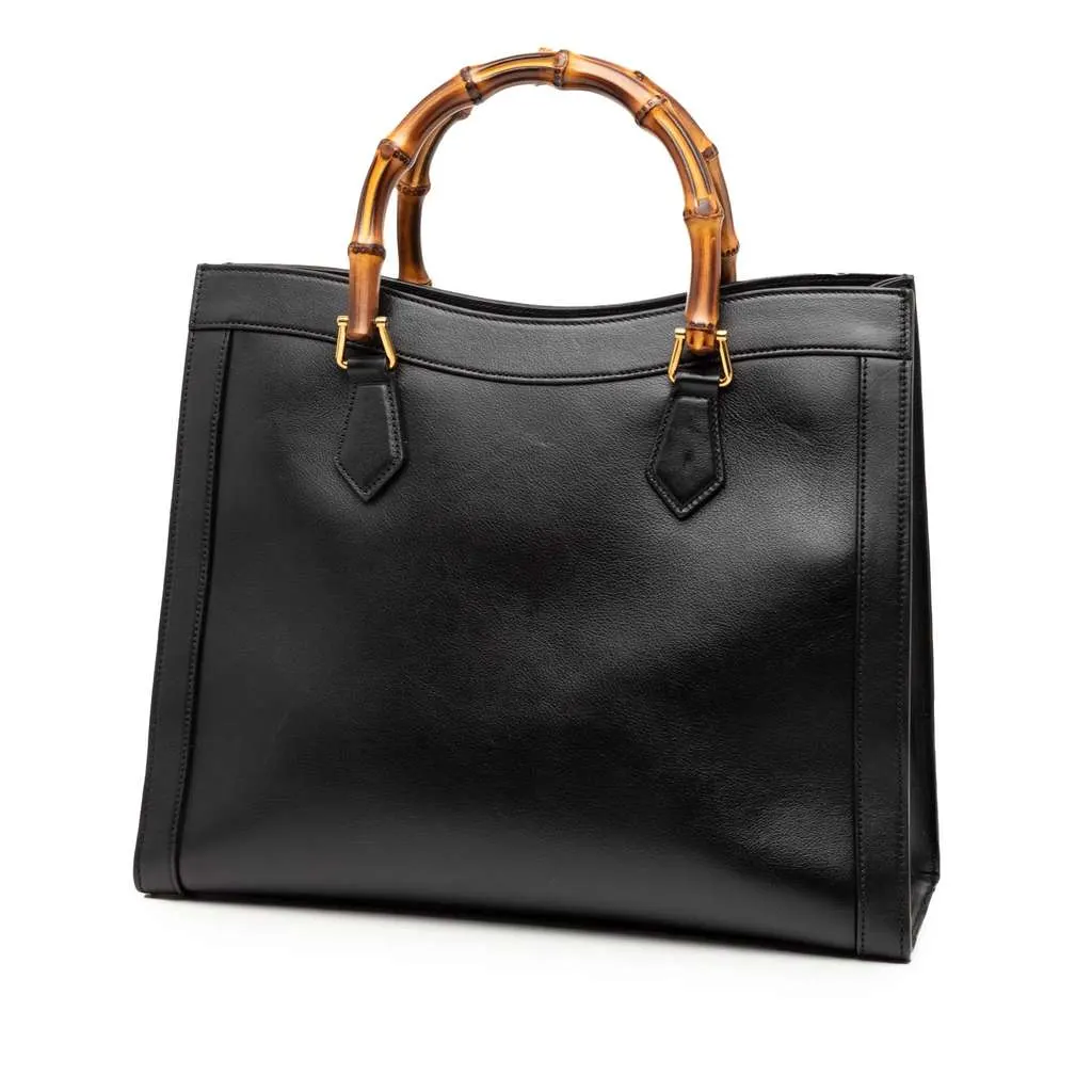 Gucci Medium Bamboo Calfskin Diana Tote Black Leather Very good - Back View