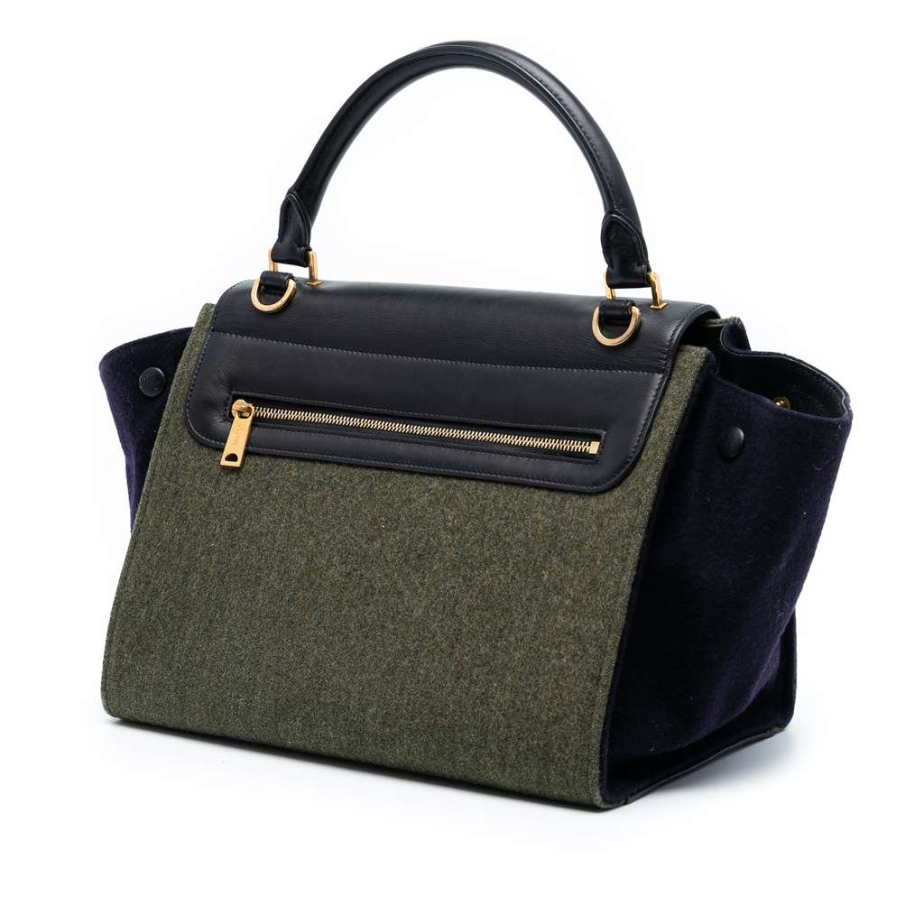 Celine Medium Tricolor Felt and Calfskin Trapeze Satchel - 2