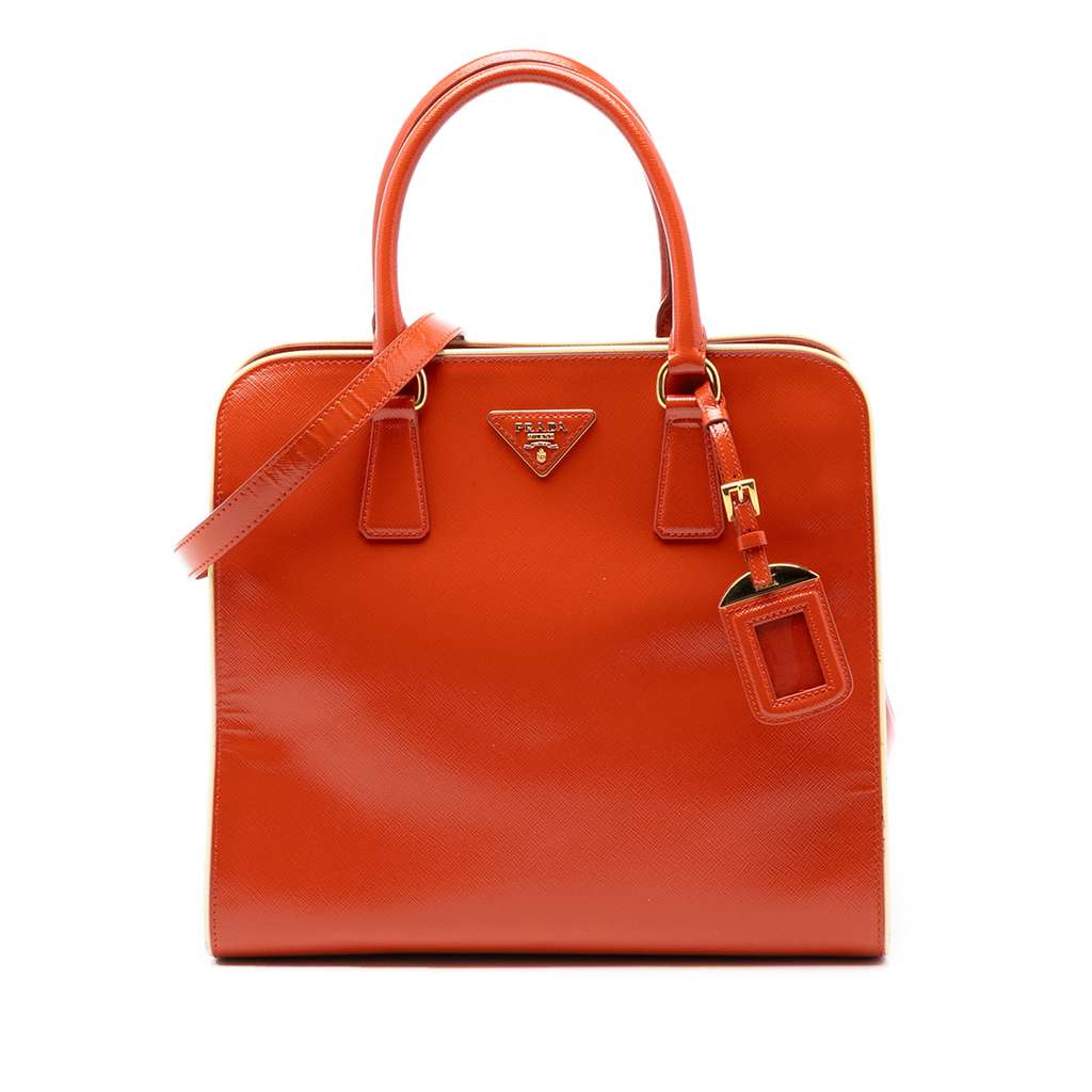Prada Saffiano Vernice Open Convertible Tote
