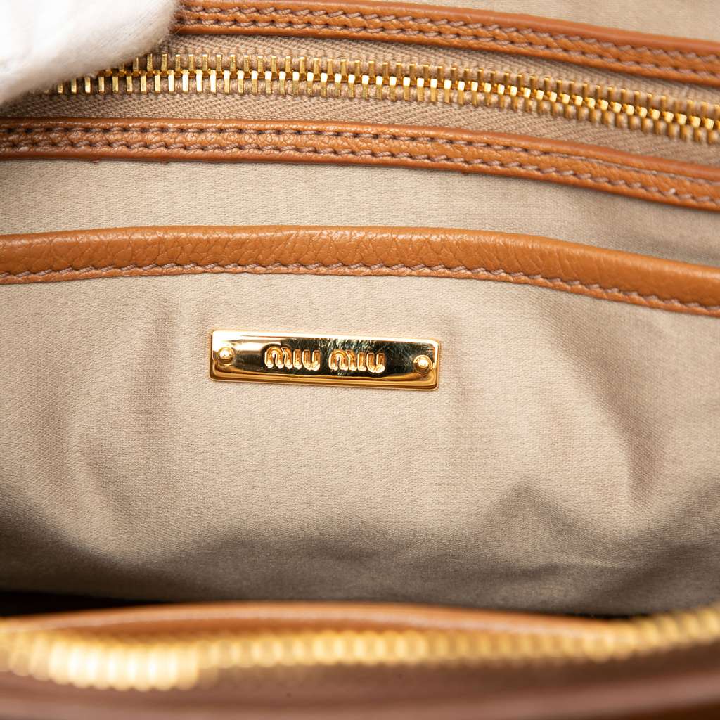 Miu Miu Goatskin Madras Bowler Bag - 5