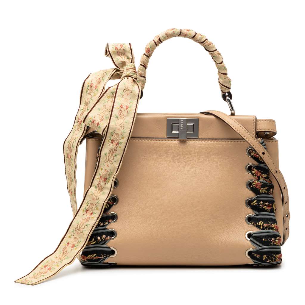 Fendi Medium Leather Ribbon Whipstitch Peekaboo Satchel