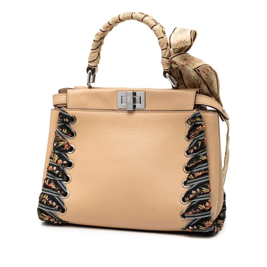 Fendi Medium Leather Ribbon Whipstitch Peekaboo Satchel - 2