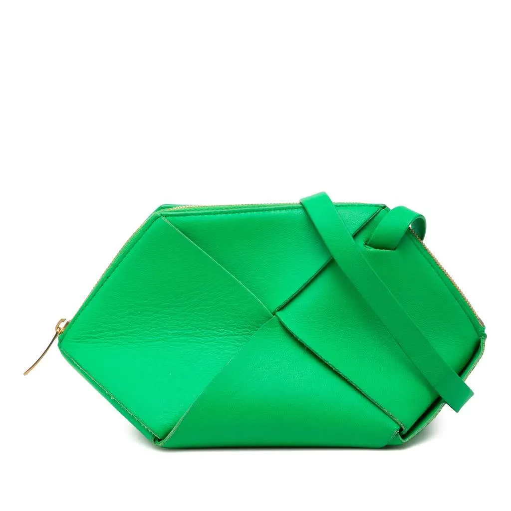 Bottega Veneta Mini Nappa Intrecciato Origami Crossbody Green Leather Very good - Front View