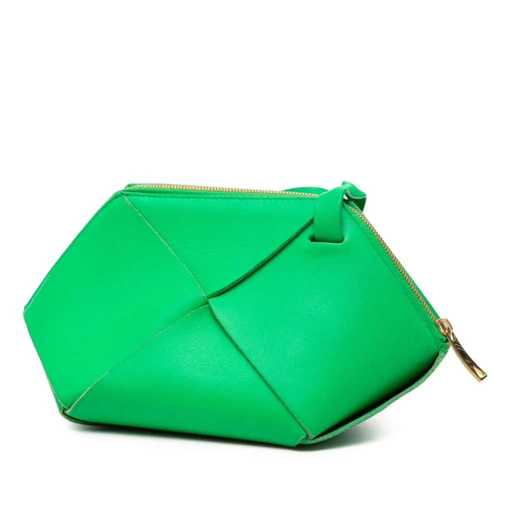 Bottega Veneta Mini Nappa Intrecciato Origami Crossbody Green Leather Very good - Back View