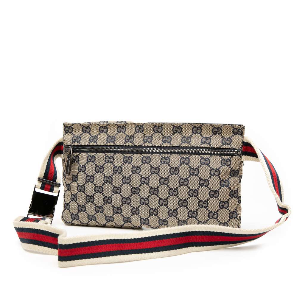 Gucci GG Canvas Web Double Pocket Belt Bag - 2