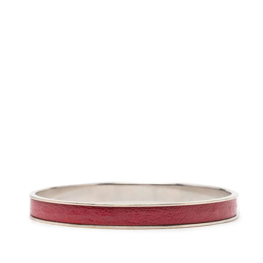 Hermès Leather Kelly H Cadena Lock Bangle Bracelet Red Leather Good - Inside View