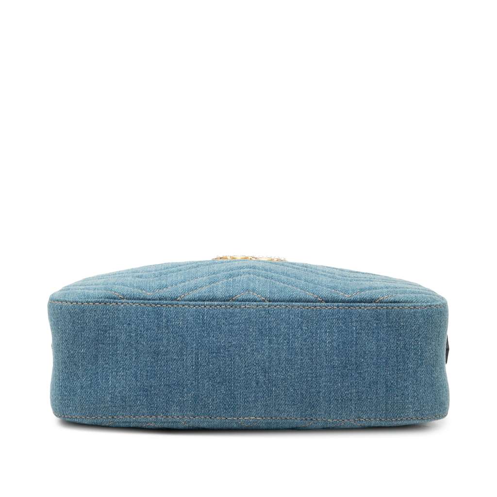 Gucci Small GG Marmont Matelasse Denim Pearly Crossbody - 3