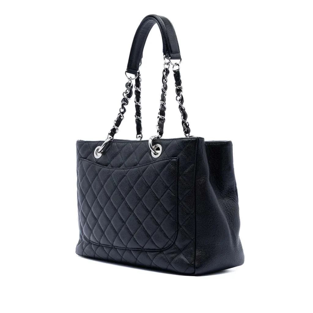 Chanel Caviar Grand Shopping Tote Black Leather Very good - Back View