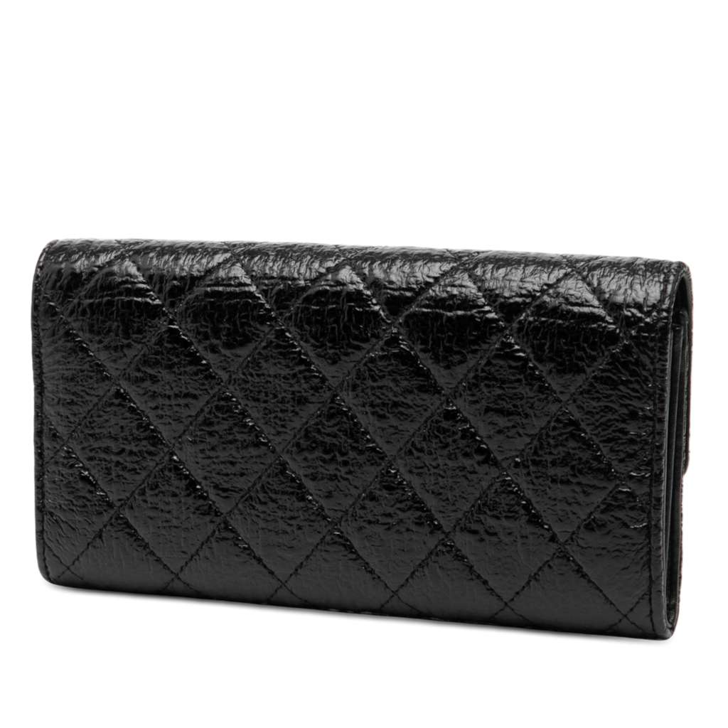 Chanel Distressed Quilted Patent Brilliant Flap Long Wallet - 2