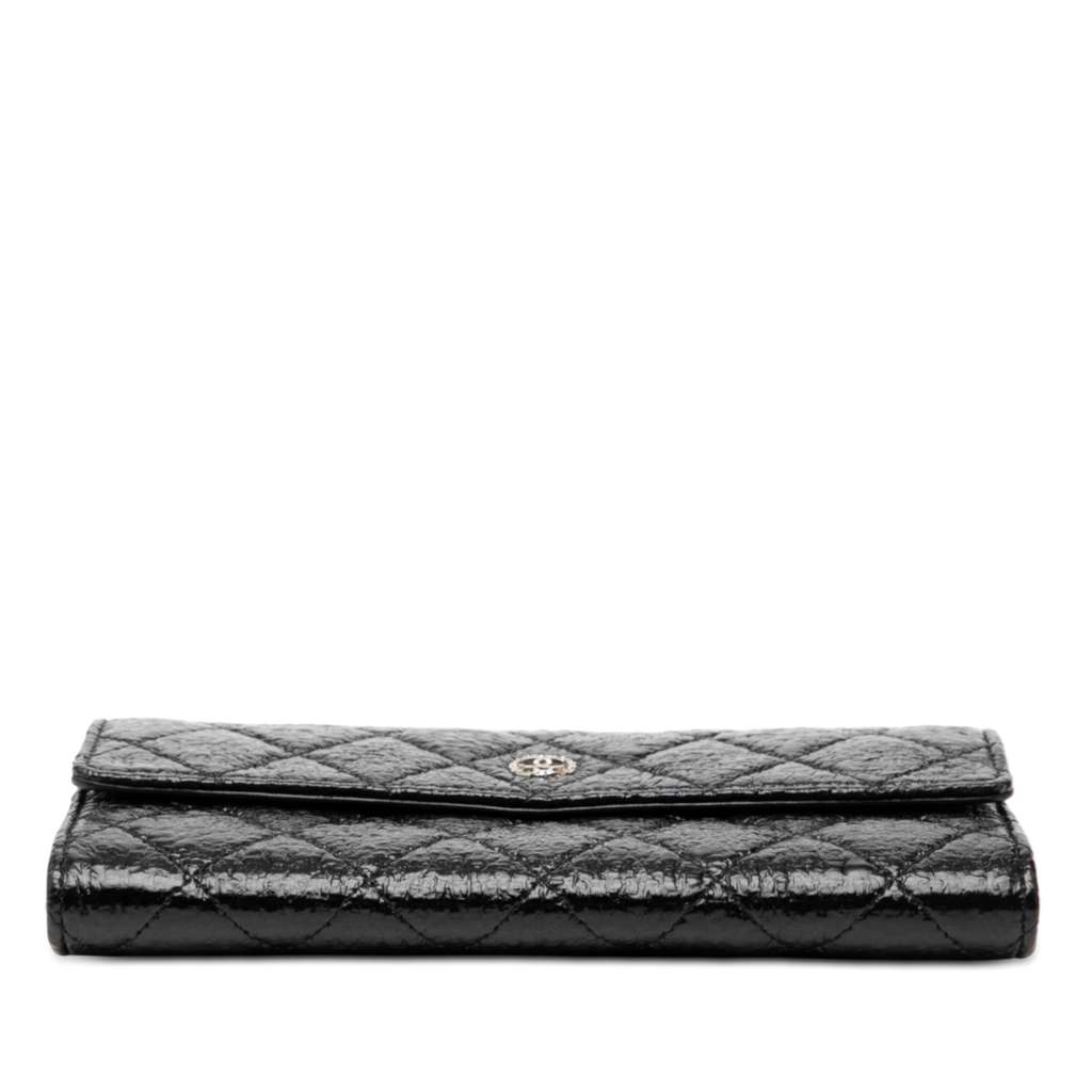 Chanel Distressed Quilted Patent Brilliant Flap Long Wallet - 3