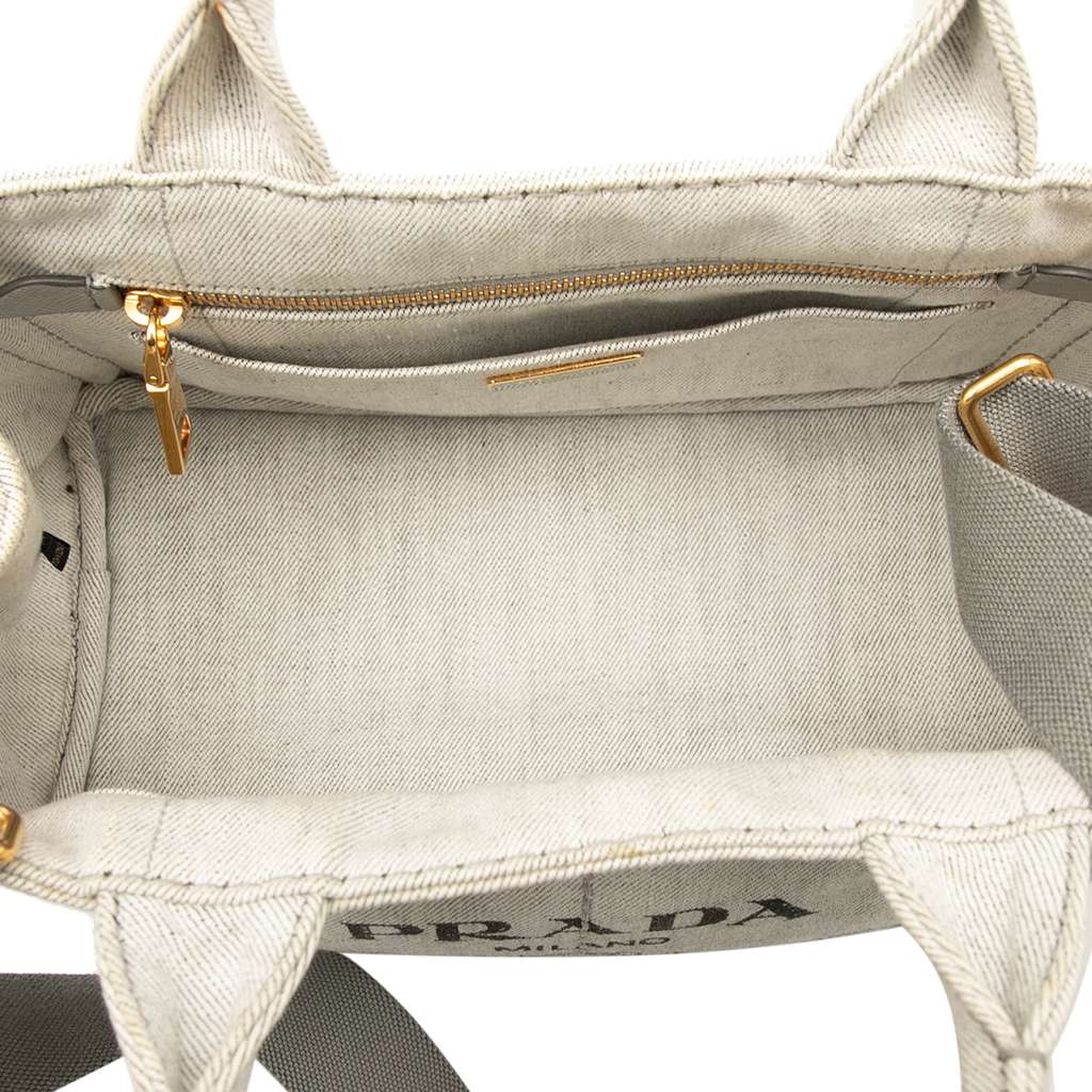 Prada Small Denim Canapa Logo Satchel - 4