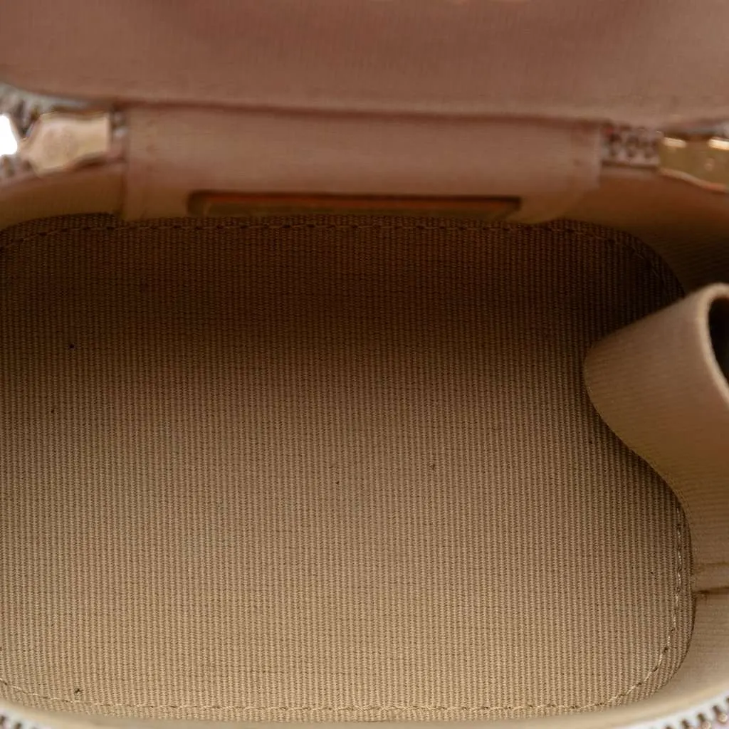 Chanel Mini Quilted Lambskin Pearl Crush Vanity Case With Chain White Leather Very good - Model View