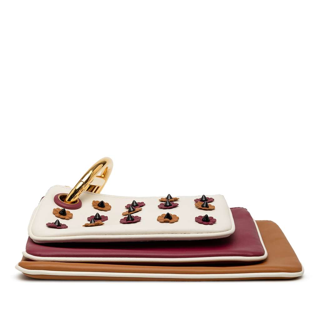 Fendi Leather Flowerland Triplette Clutch - 3