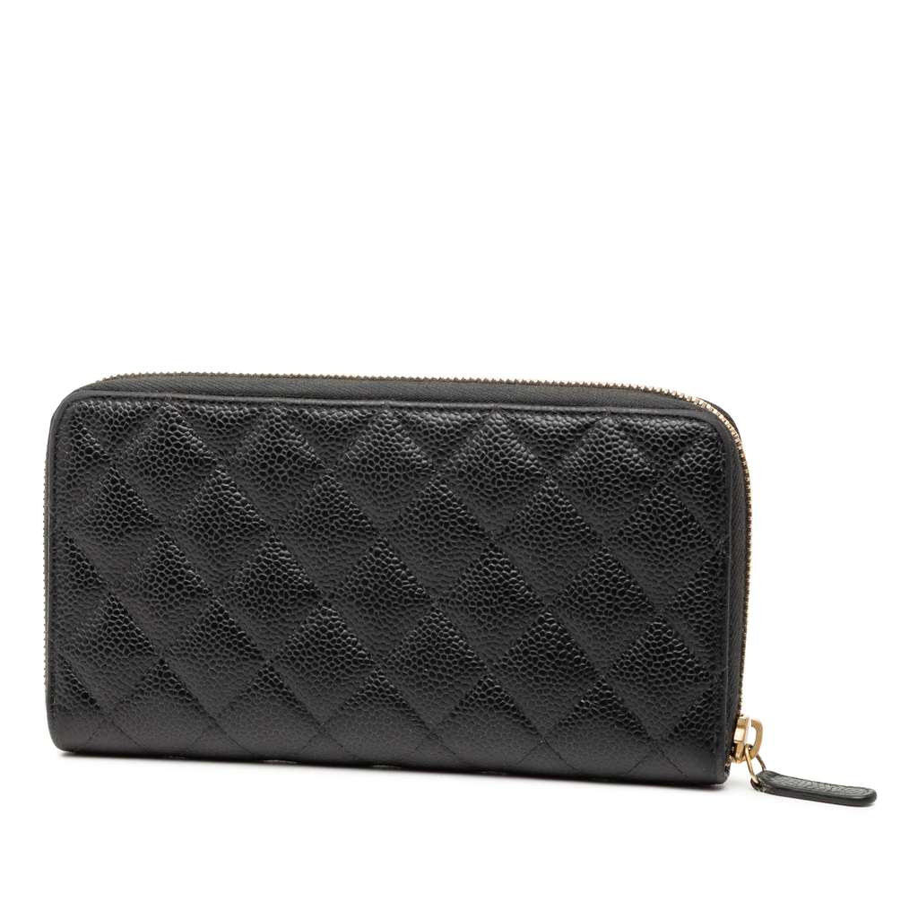 Chanel CC Quilted Caviar Zip Around Long Wallet - 2