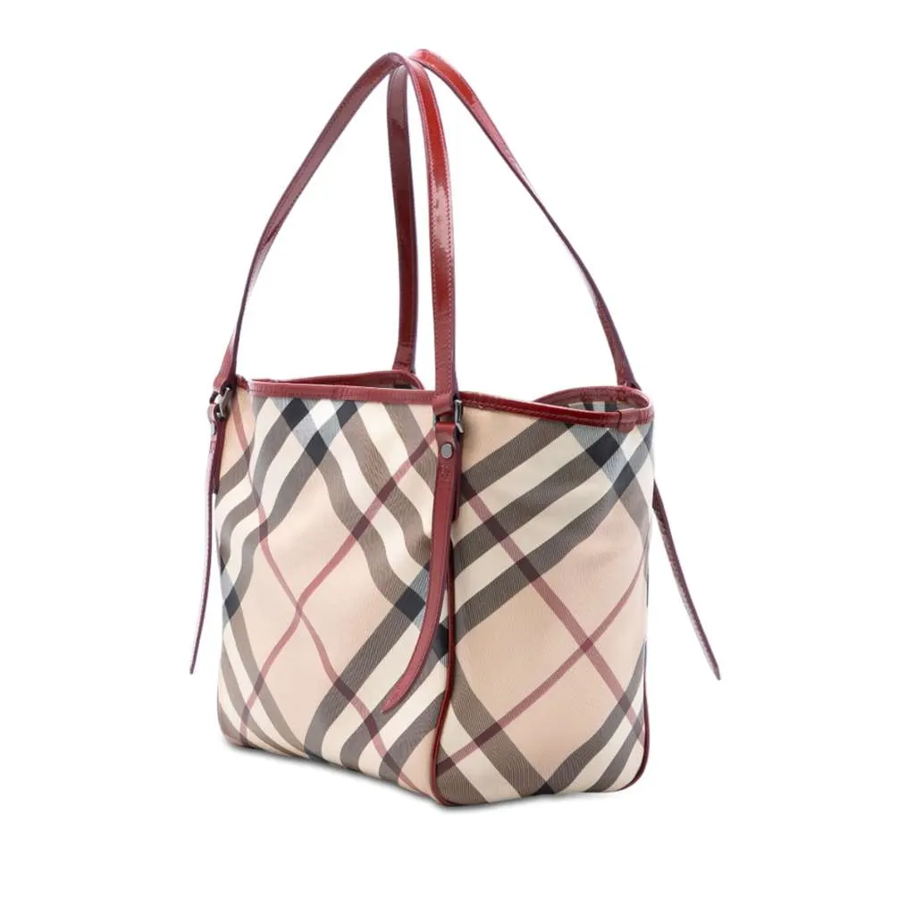 Burberry Supernova Check Coated Canvas Tote Brown Canvas Very good - Back View
