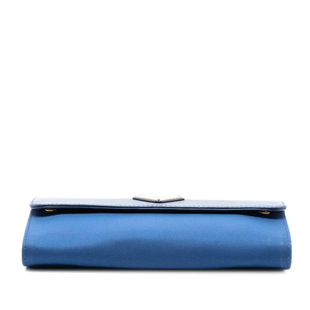 Prada Vitello Move and Tessuto Wallet On Chain Blue Very good - Inside View