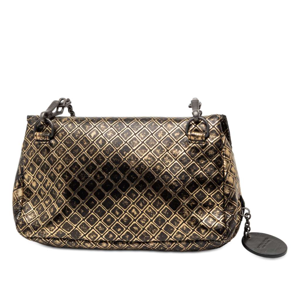 Bottega Veneta Metallic Calfskin Intrecciomirage Chain Flap Crossbody - 2