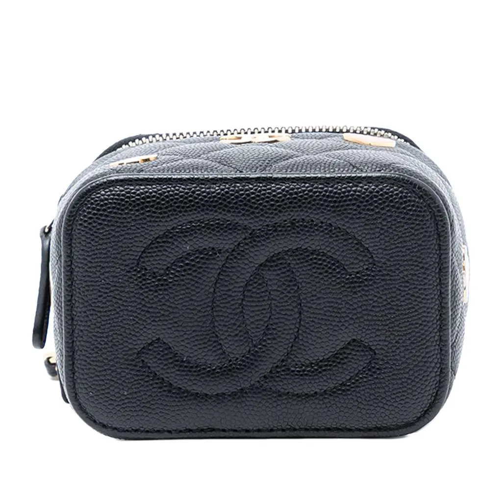 Chanel Mini Quilted Caviar Coco Casino Vanity Case Black Leather Very good - Inside View