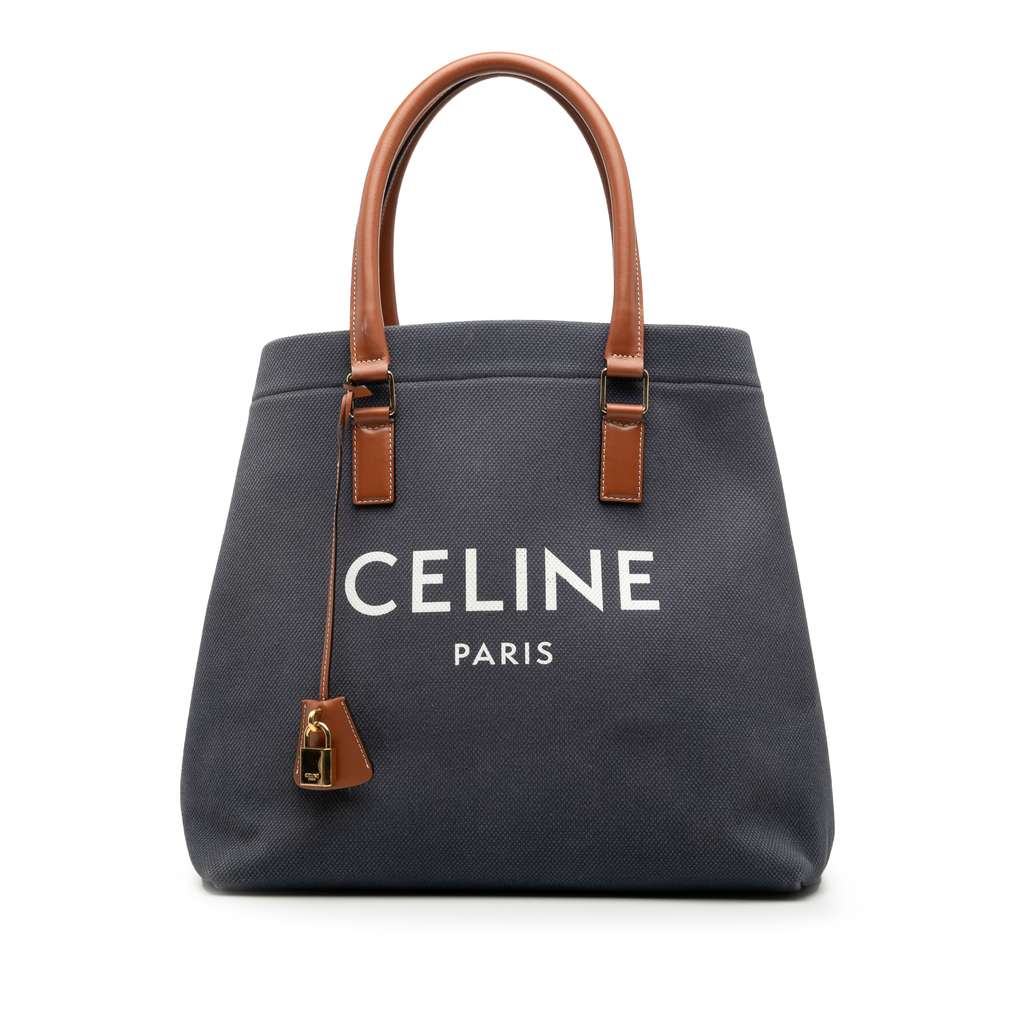Celine Small Canvas Logo Print Horizontal Cabas Tote