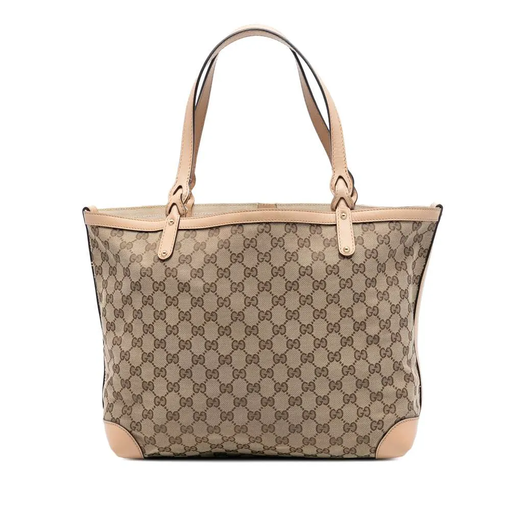 Gucci Medium GG Canvas Craft Tote Brown Canvas Fair - Front View