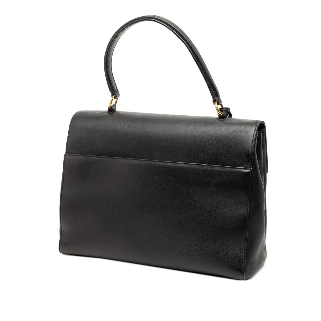 Saint Laurent Medium Moujik Top Handle Bag Black Leather Good - Back View