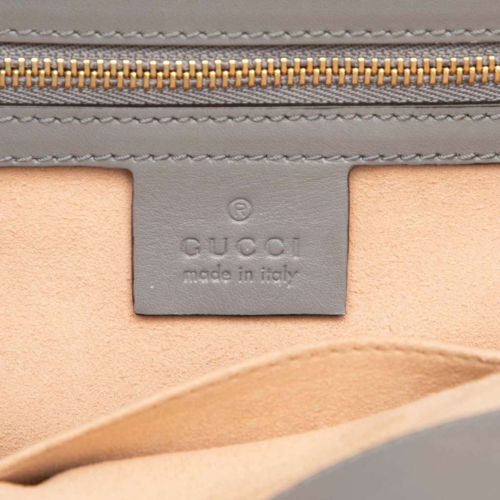 Gucci Medium Leather Bamboo Nymphaea Satchel - 5