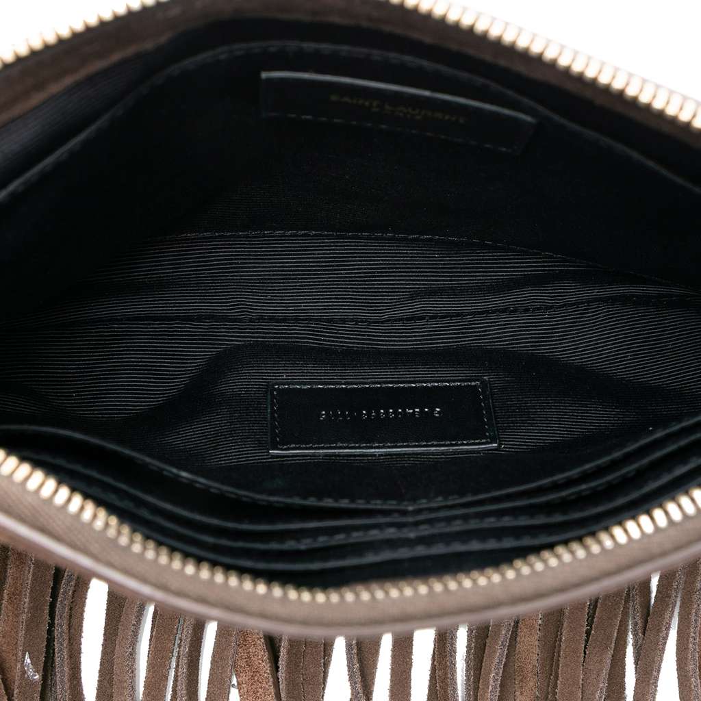 Saint Laurent Suede Monogram Fringe Crossbody - 4