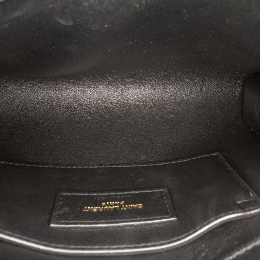 Saint Laurent Mini Box Calfskin Manhattan Shoulder Bag Black Leather Good - Model View