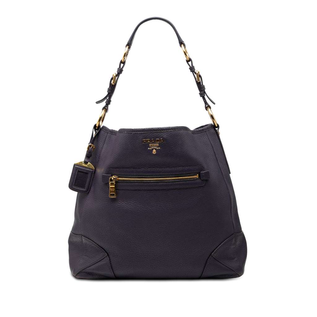 Prada Vitello Daino Front Zip Hobo