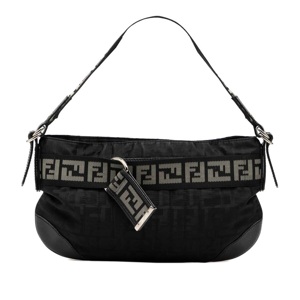 Fendi Zucca Nylon Zip Code Shoulder Bag