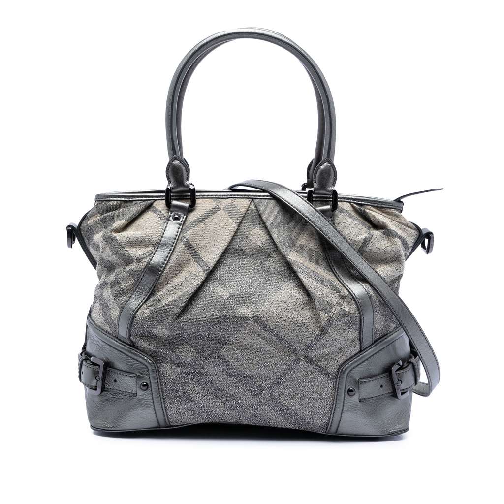 Burberry Glitter Smoke Check Canvas Check Satchel