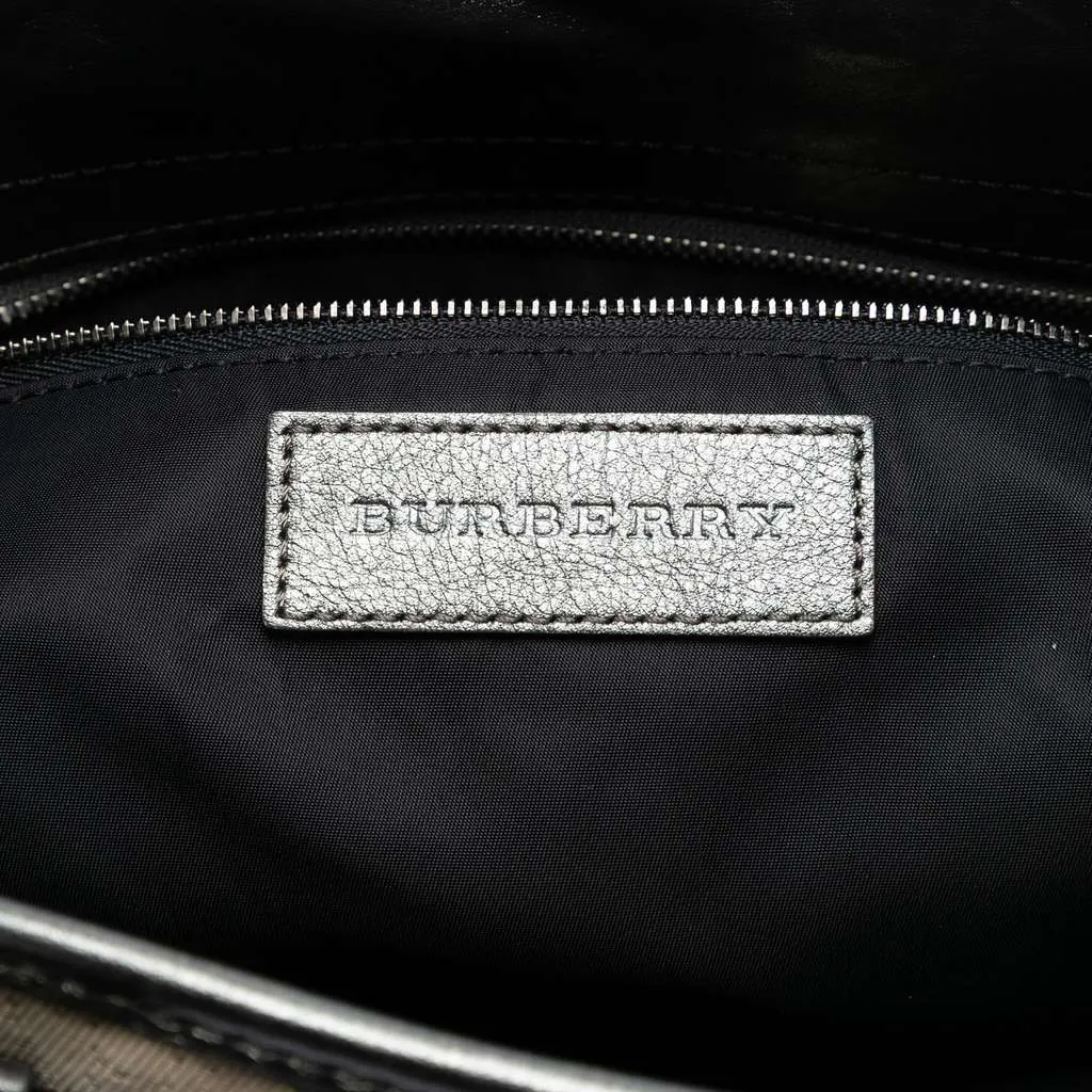 Burberry Glitter Smoke Check Canvas Check Satchel Silver Canvas Very good - Box View