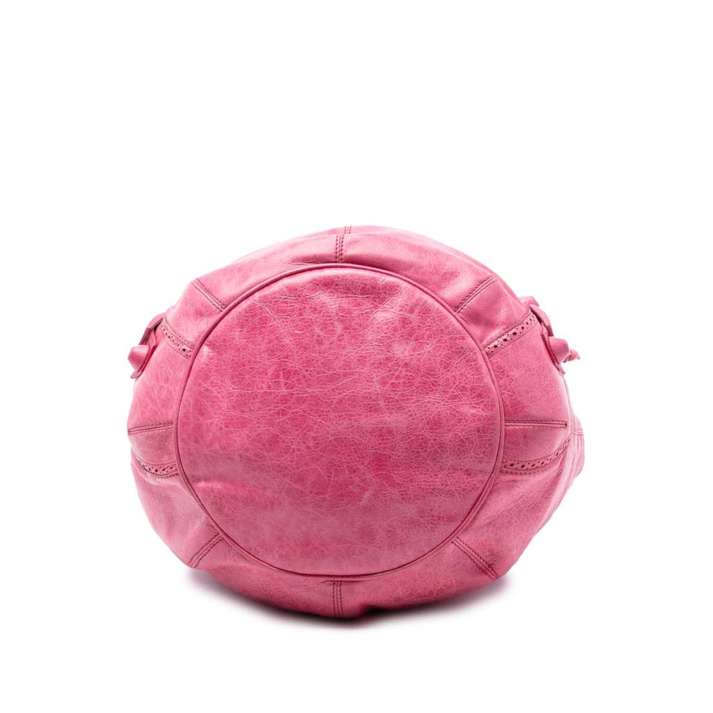 Balenciaga Lambskin Motocross Giant Brogues Pompon Bucket Bag - 3