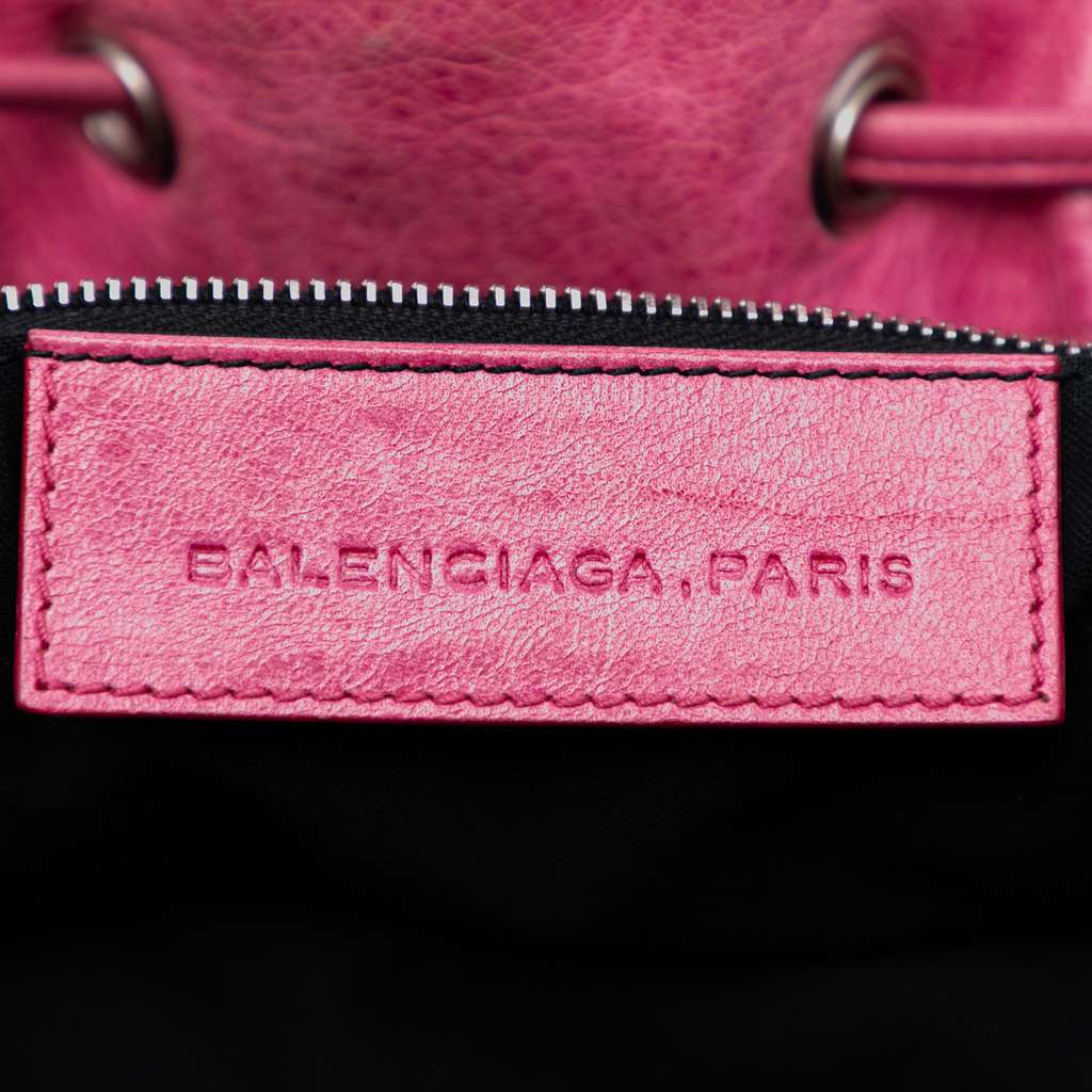 Balenciaga Lambskin Motocross Giant Brogues Pompon Bucket Bag - 5