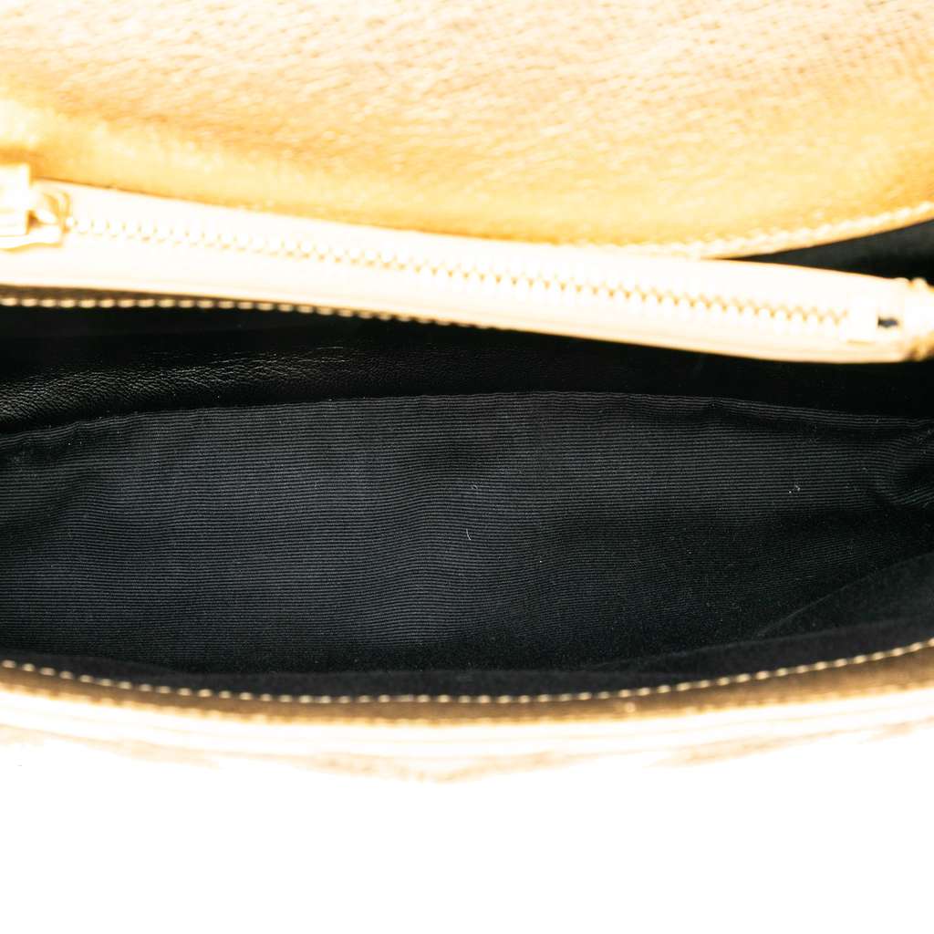 Saint Laurent Medium Metallic Calfskin Chevron Monogram College Bag - 4