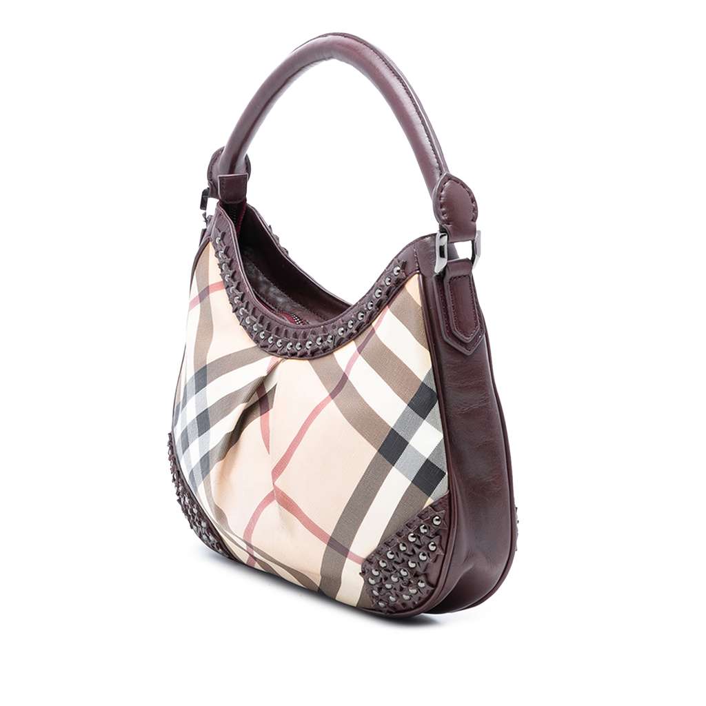Burberry Supernova Check Coated Canvas Star Studded Hernville Hobo - 2
