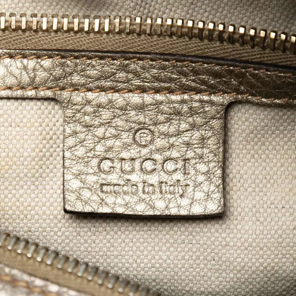 Gucci Medium Calfskin Bamboo Shopper Boston Bag Gold Leather Good - Box View