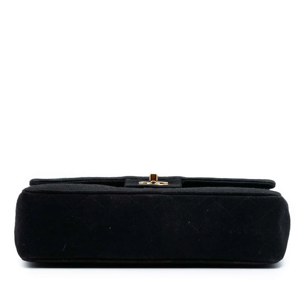 Chanel Medium Classic Jersey Bijoux Chain Double Flap Black Cotton Very good - Inside View