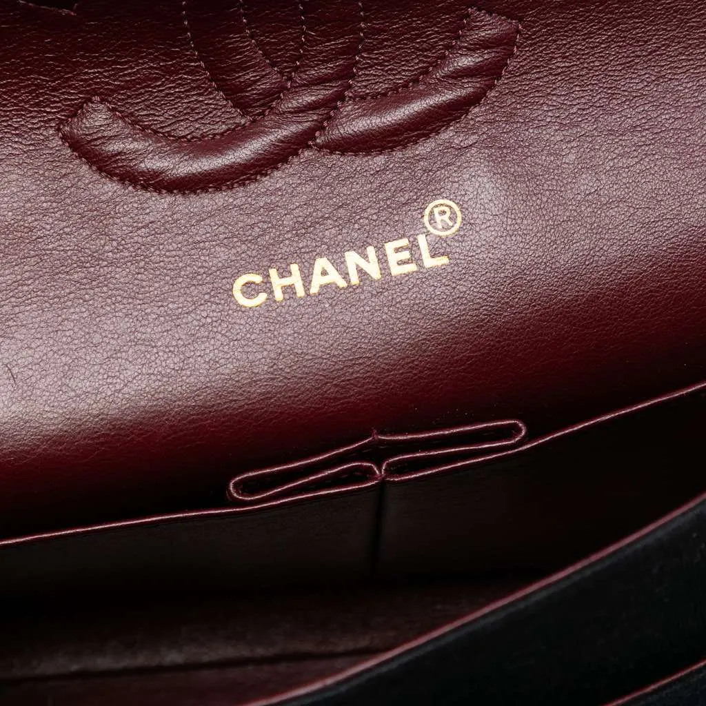 Chanel Medium Classic Jersey Bijoux Chain Double Flap Black Cotton Very good - Box View