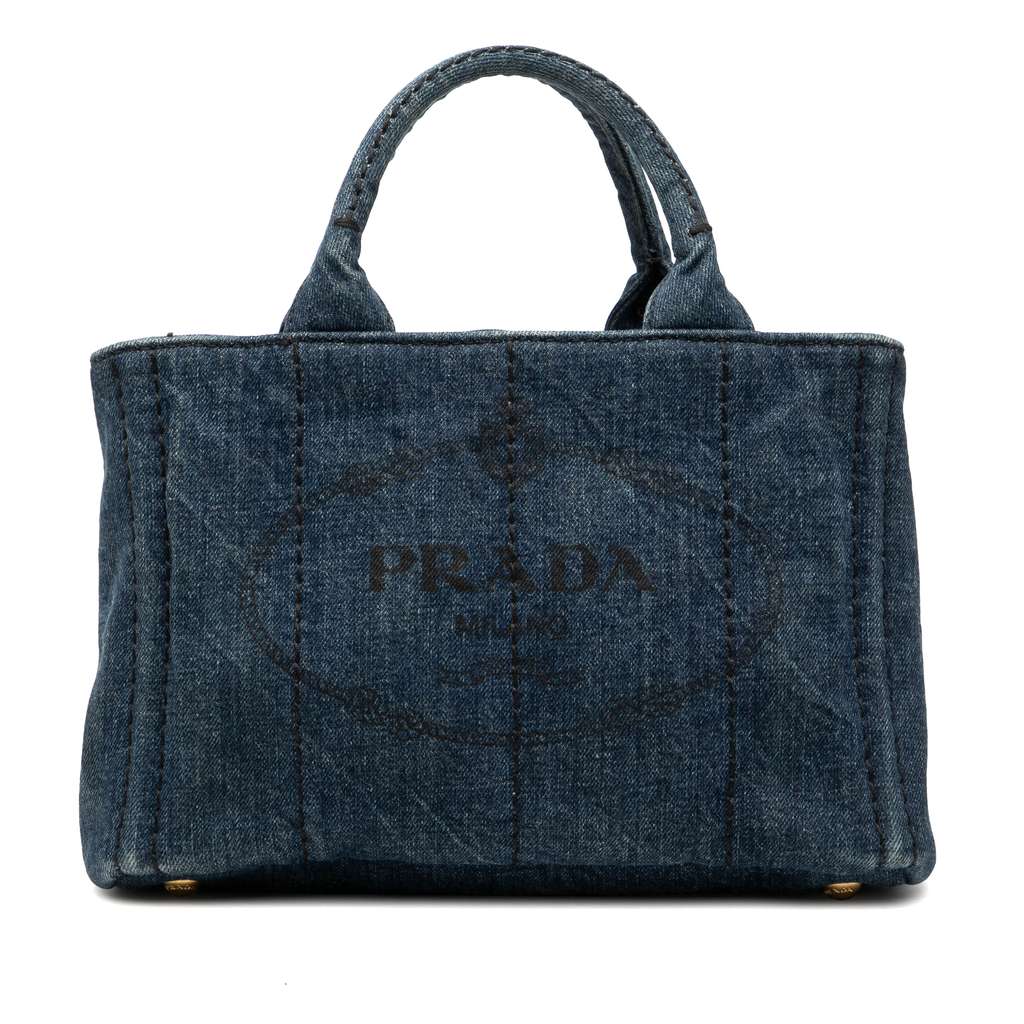 Prada Small Denim Canapa Logo Satchel