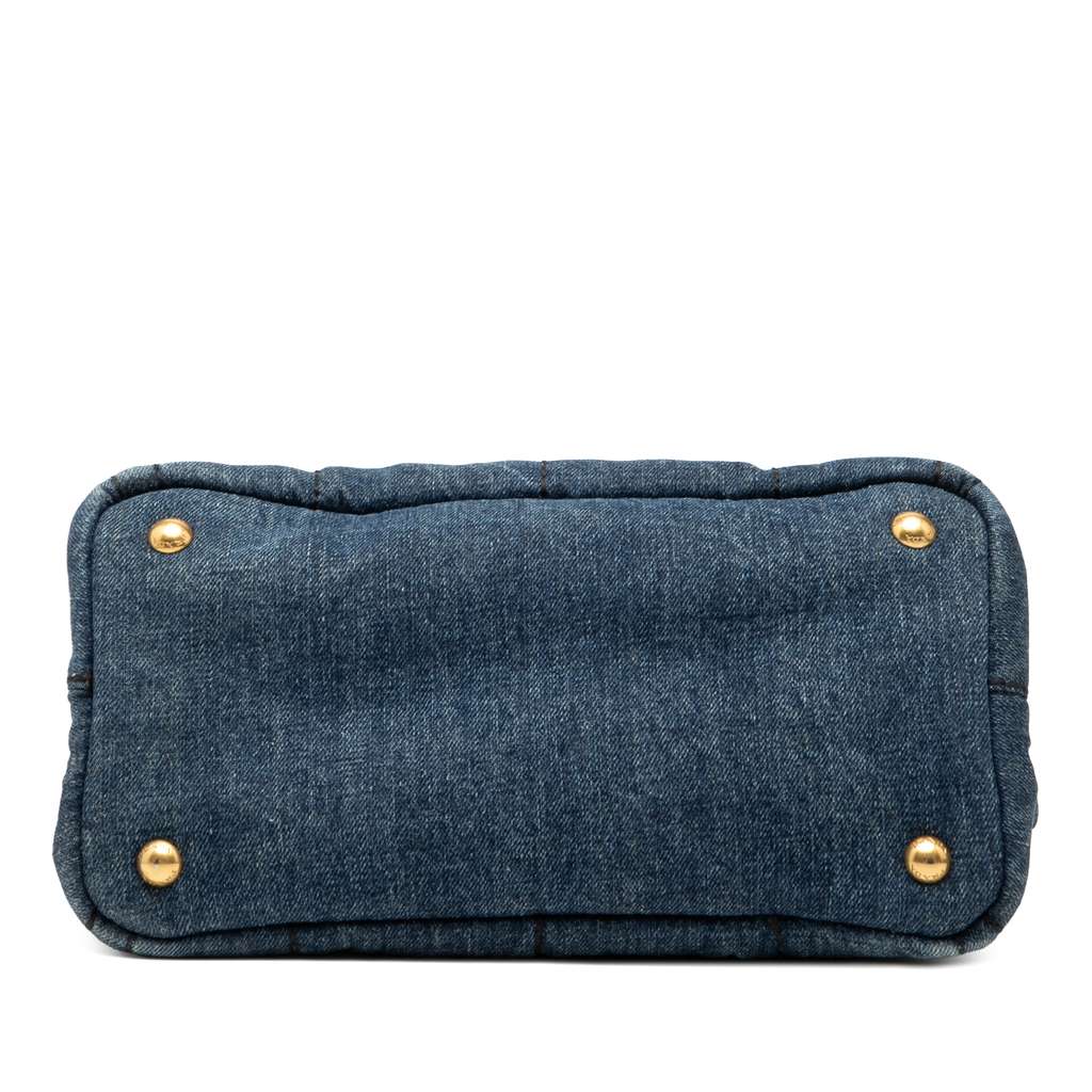 Prada Small Denim Canapa Logo Satchel - 3