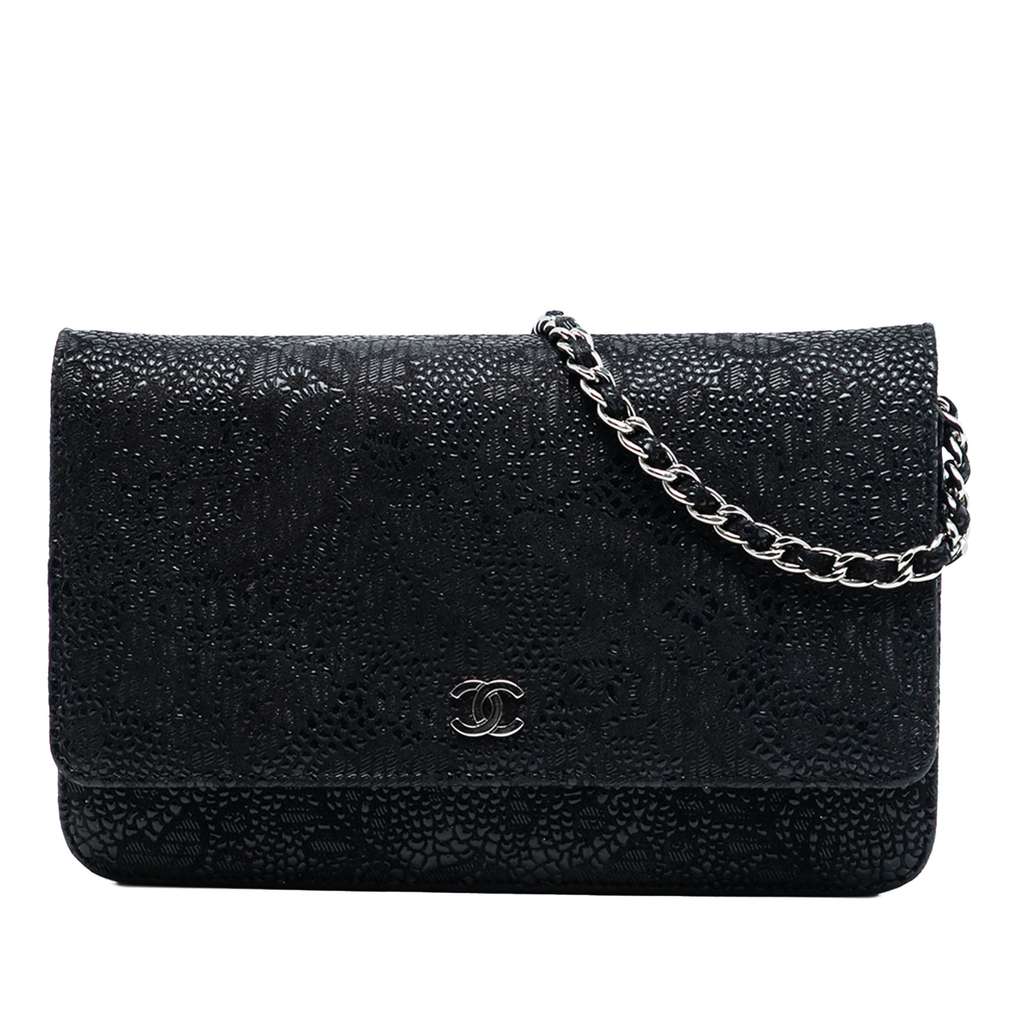 Chanel CC Lace Overlay Goatskin Wallet On Chain