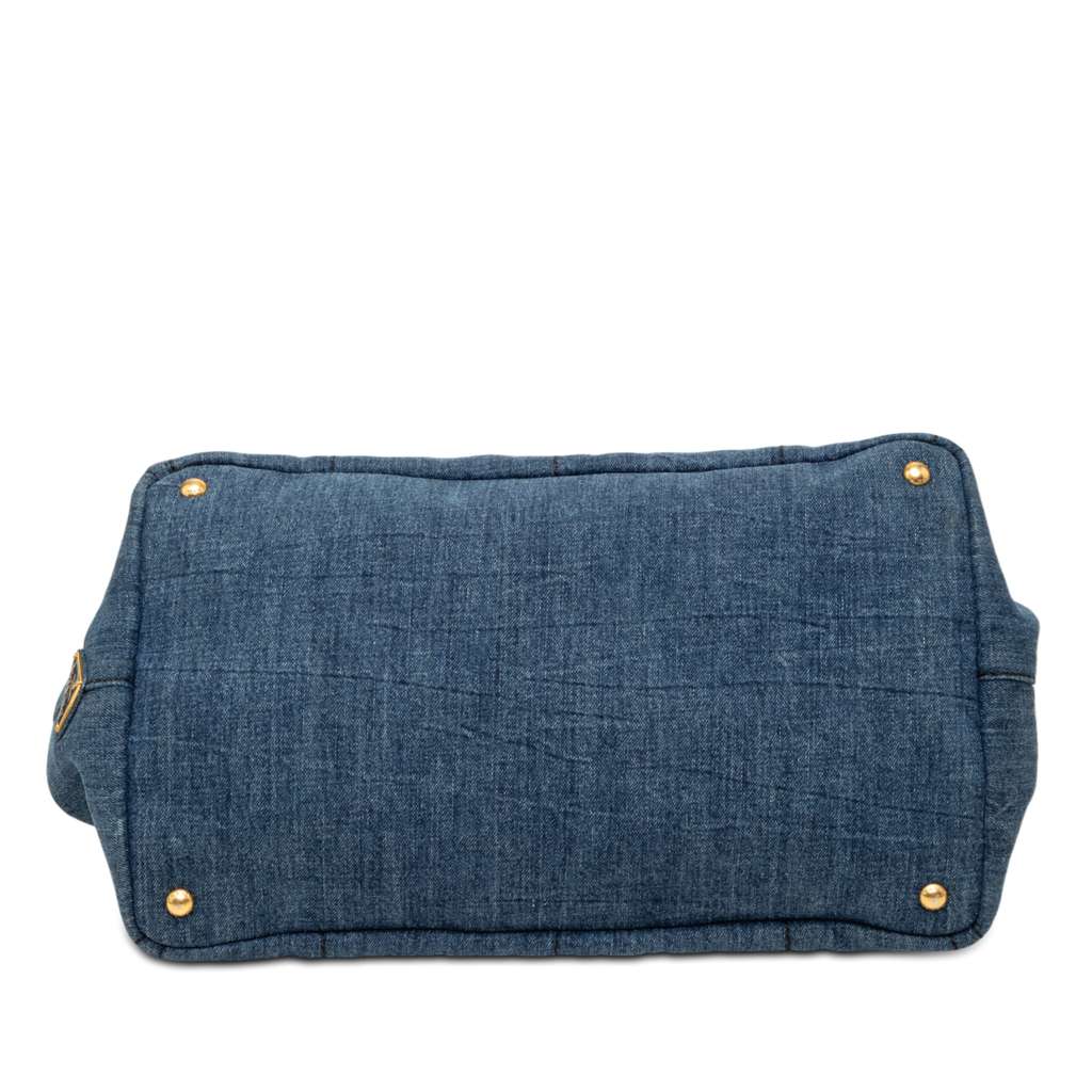 Prada Large Denim Canapa Logo Satchel - 3