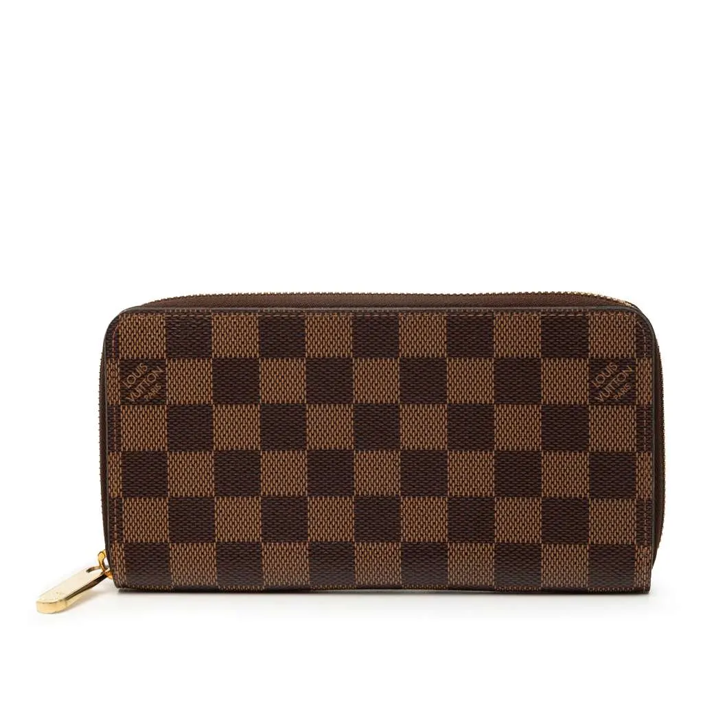 Louis Vuitton Damier Ebene Zippy Long Wallet Brown Very good - Front View