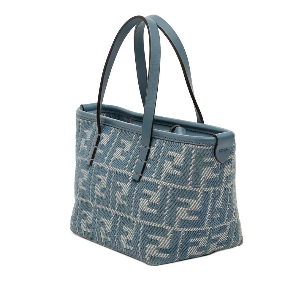 Fendi Mini Denim Effect FF Jacquard Roll Satchel - 2
