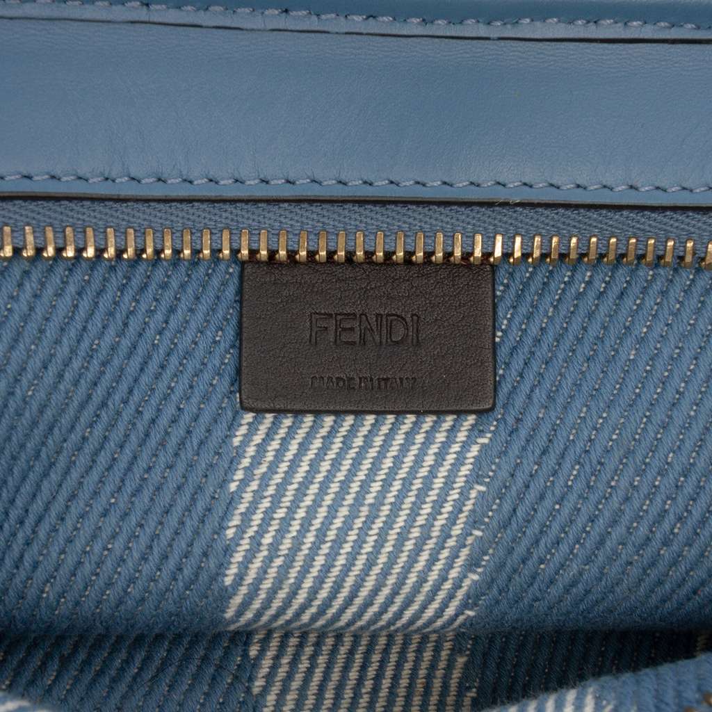 Fendi Mini Denim Effect FF Jacquard Roll Satchel - 5