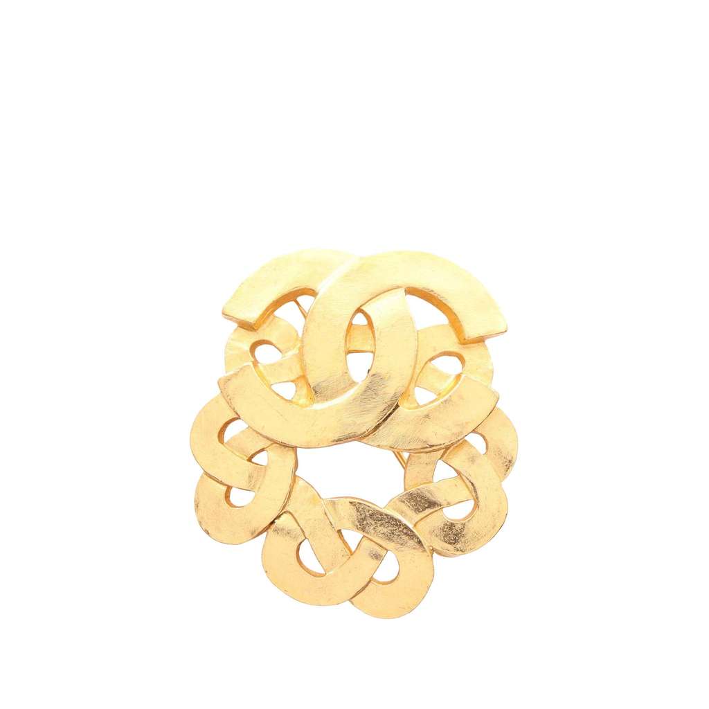 Chanel CC Gold Plated Twisted Brooch