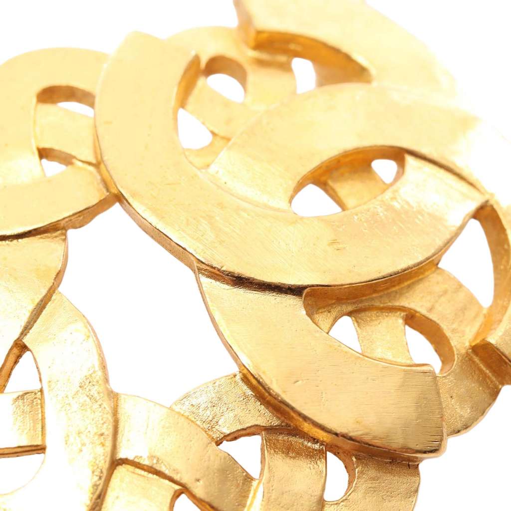 Chanel CC Gold Plated Twisted Brooch - 2