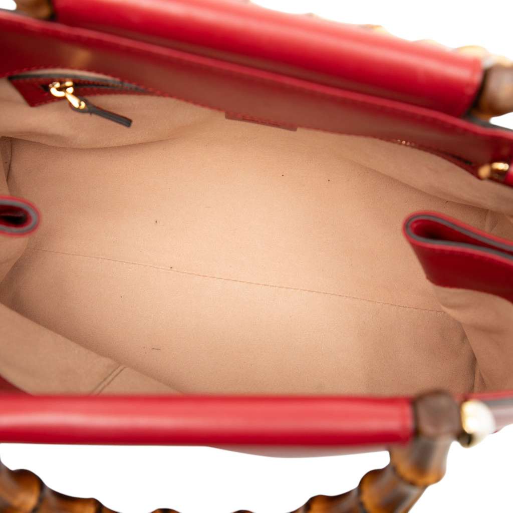 Gucci Small Leather Bamboo Nymphaea Satchel - 4
